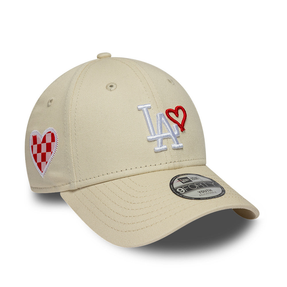 Casquette enfant New Era 9FORTY Heart Icon MLB La Dodgers beige – vue 3