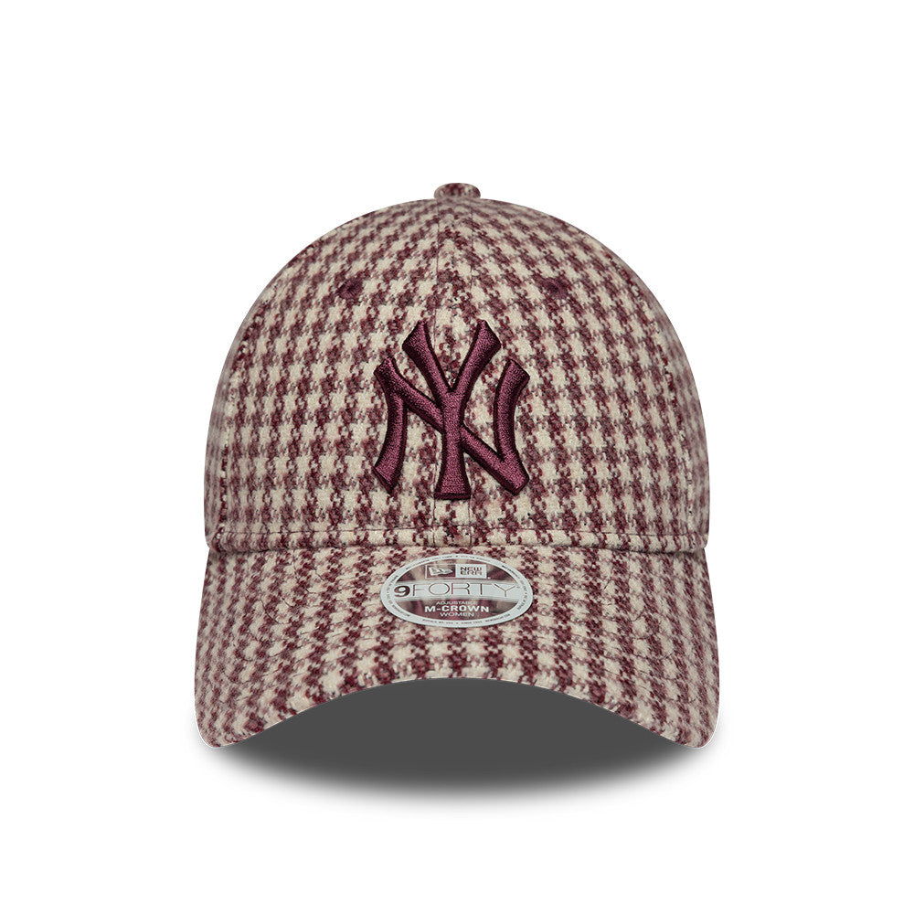Casquette femme New Era 9FORTY M-Crown HoundsTooth MLB Ny Yankees bordeaux – vue 2