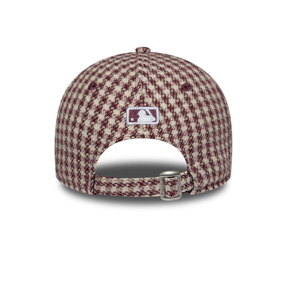 Casquette femme New Era 9FORTY M-Crown HoundsTooth MLB Ny Yankees bordeaux – vue 4
