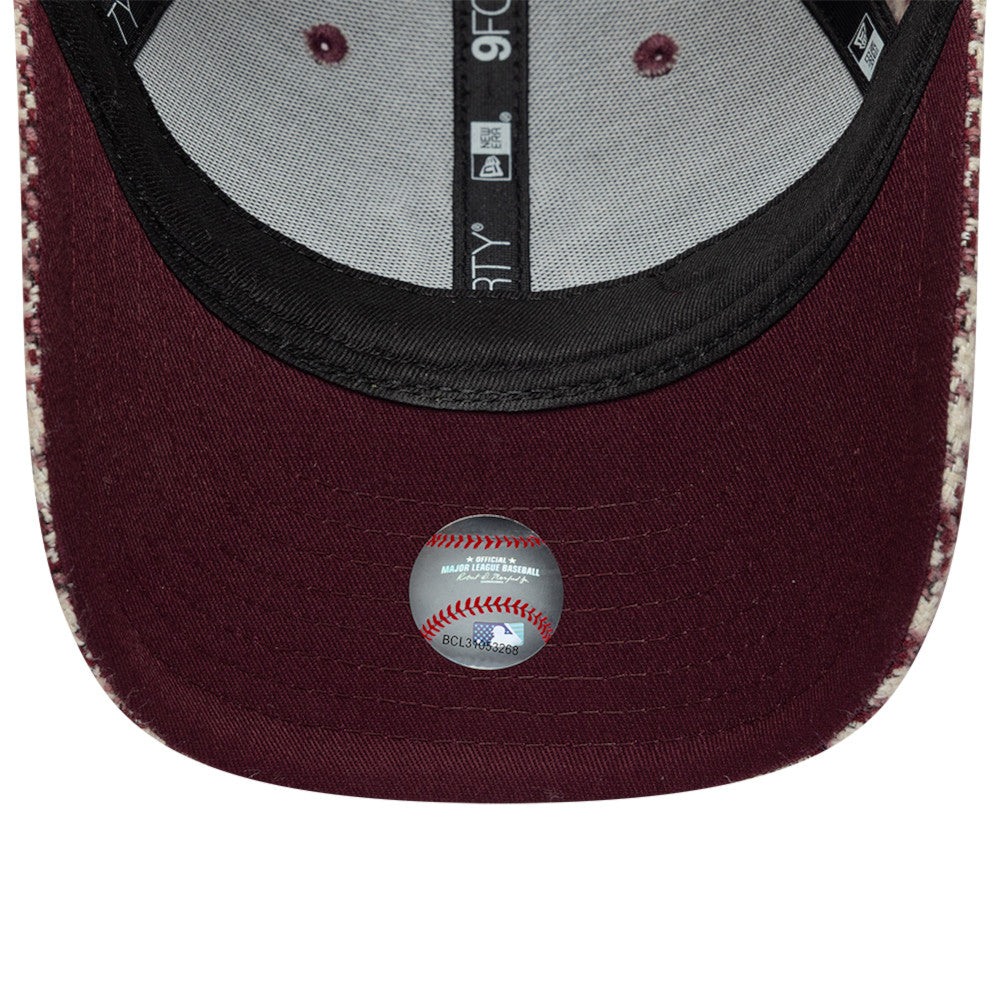 Casquette femme New Era 9FORTY M-Crown HoundsTooth MLB Ny Yankees bordeaux – vue 5